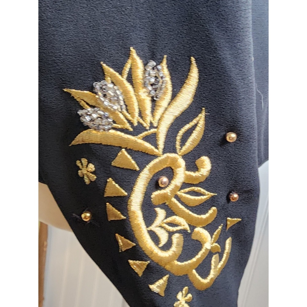 JENNA BLACK GOLD Woman's Embroidered BLAZER JACKET BUTTON size 6 - Picture 5 of 10